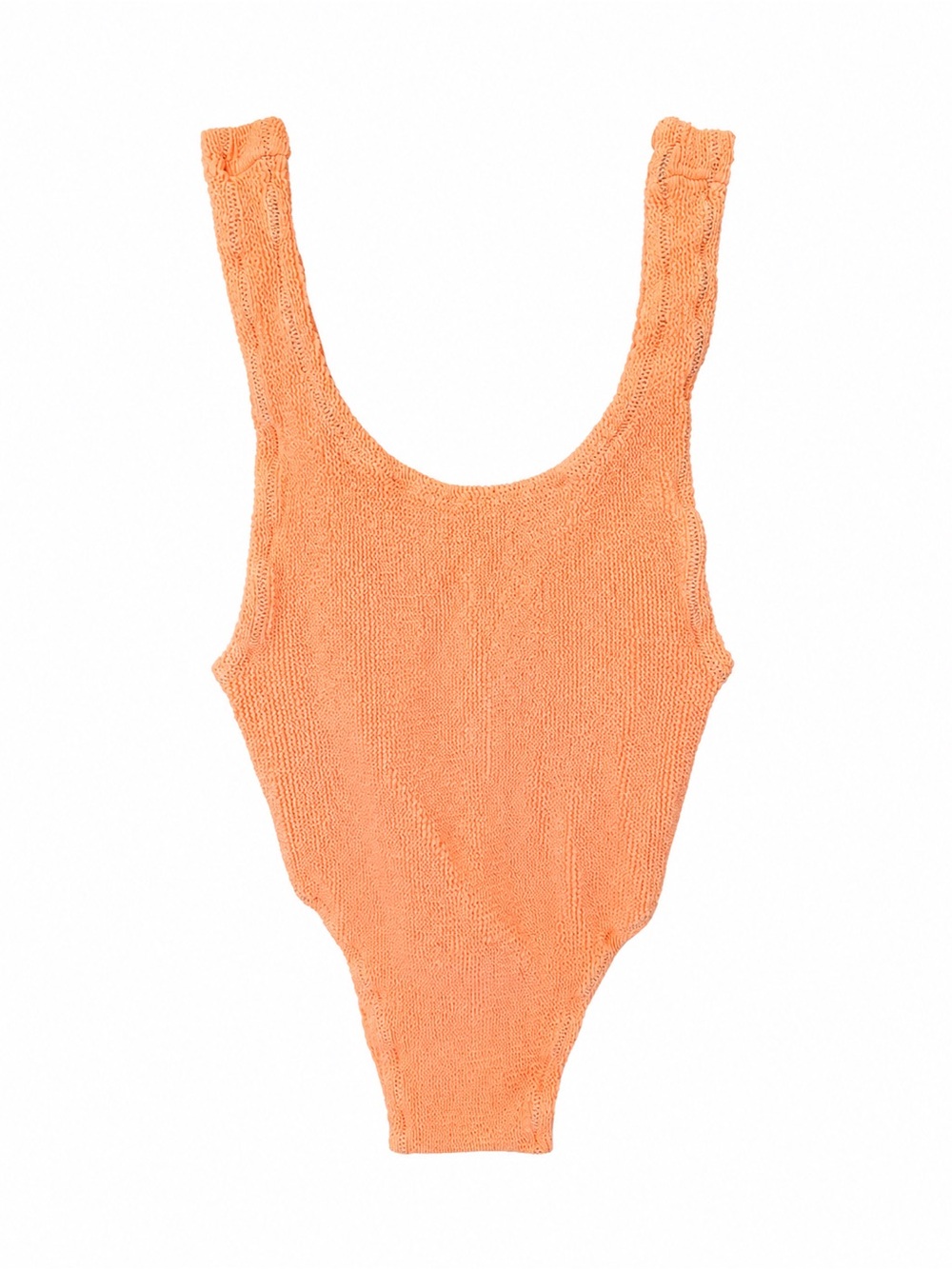 Textured Scoop Neck One-Piece Swimsuit - Orange